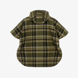 Chloé-Girls Green Plaid Hooded Cape | Childrensalon