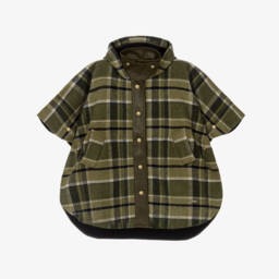 Chloé-Girls Green Plaid Hooded Cape | Childrensalon