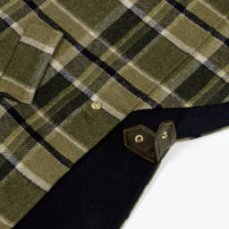 Chloé-Girls Green Plaid Hooded Cape | Childrensalon