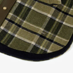 Chloé-Girls Green Plaid Hooded Cape | Childrensalon