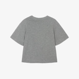 Chloé-Girls Grey Cotton Varsity Logo T-Shirt | Childrensalon