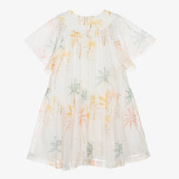 Chloé-Girls Ivory Cotton Palm Tree Dress | Childrensalon