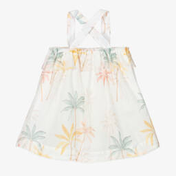 Chloé-Girls Ivory Cotton Palm Tree Dress | Childrensalon