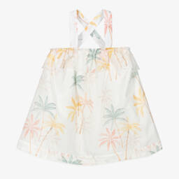 Chloé-Girls Ivory Cotton Palm Tree Dress | Childrensalon