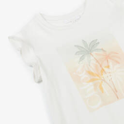 Chloé-Girls Ivory Cotton Palm Tree Print Dress | Childrensalon