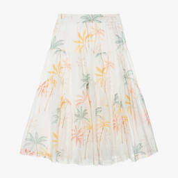 Chloé-Girls Ivory Cotton Palm Tree Print Skirt | Childrensalon