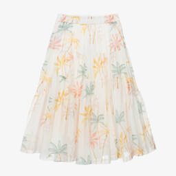 Chloé-Girls Ivory Cotton Palm Tree Print Skirt | Childrensalon