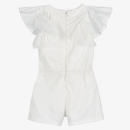 Chloé-Girls Ivory Cotton Ruffle Playsuit | Childrensalon