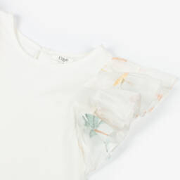 Chloé-Girls Ivory Cotton Ruffle T-Shirt | Childrensalon