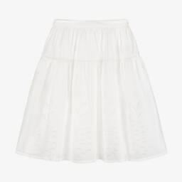 Chloé-Girls Ivory Cotton Ruffle Sleeve T-Shirt | Childrensalon