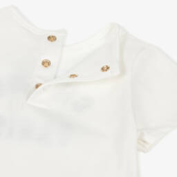 Chloé-Girls Ivory Logo Print Cotton T-Shirt | Childrensalon