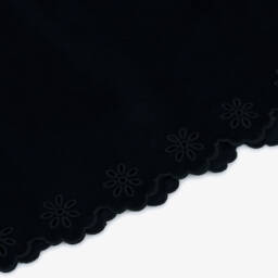 Chloé-Girls Navy Blue Velvet Scalloped Skirt | Childrensalon