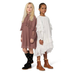 Chloé-Girls Pale Mulberry Pink Silk Crêpe Cape Dress | Childrensalon