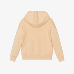 Chloé-Girls Peach Pink Cotton & Wool Knit Zip-Up Logo Top | Childrensalon
