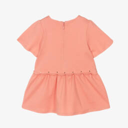 Chloé-Girls Pink Cotton Scalloped Dress | Childrensalon