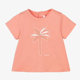 Chloé-Girls Pink Cotton T-Shirt | Childrensalon