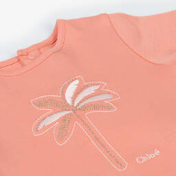 Chloé-Girls Pink Cotton T-Shirt | Childrensalon
