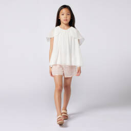 Chloé-Girls Pink Sequin Shorts | Childrensalon