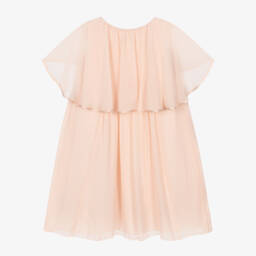Chloé-Girls Pink Silk Chiffon Dress | Childrensalon
