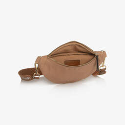Chloé-Girls Tan Brown Canvas Logo Crossbody Bag (28cm) | Childrensalon