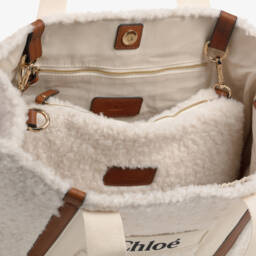 Chloé-Ivory Sherpa Fleece Changing Bag (41cm) | Childrensalon