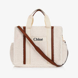 Chloé-Ivory Sherpa Fleece Changing Bag (41cm) | Childrensalon