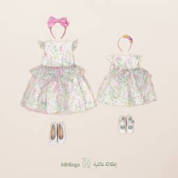 Coeur by Childrensalon-Baby Girls White Floral Organza Dress | Childrensalon