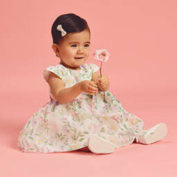 Coeur by Childrensalon-Baby Girls White Floral Organza Dress | Childrensalon