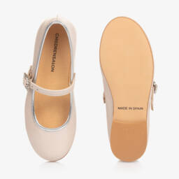 Coeur by Childrensalon-حذاء بمب ماري جين جلد لون بيج | Childrensalon