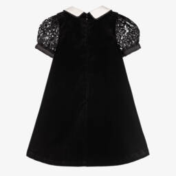 Coeur by Childrensalon-فستان مخمل ودانتيل لون أسود | Childrensalon
