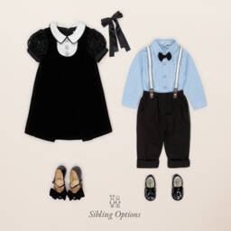 Coeur by Childrensalon-فستان مخمل ودانتيل لون أسود | Childrensalon