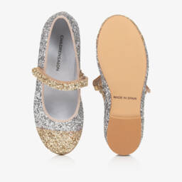 Coeur by Childrensalon-حذاء ماري جين لون فضي وذهبي براق  | Childrensalon