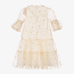 Coeur by Childrensalon-فستان تول مزين بقلوب لون ذهبي برّاق | Childrensalon