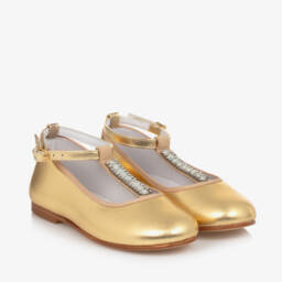 Coeur by Childrensalon-حذاء بسير جلد وديامونتي لون ذهبي | Childrensalon