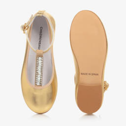 Coeur by Childrensalon-حذاء بسير جلد وديامونتي لون ذهبي | Childrensalon