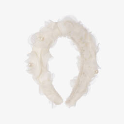 Coeur by Childrensalon-Girls Ivory Floral Organza & Tulle Hairband | Childrensalon