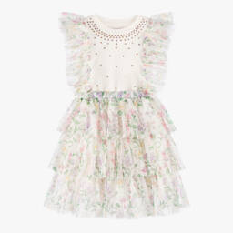 Coeur by Childrensalon-Girls Ivory Floral Tulle Skirt Set | Childrensalon