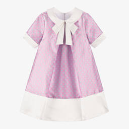 Coeur by Childrensalon-Girls Lilac Pink & Blue Satin Polka Dot Dress | Childrensalon