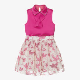 Coeur by Childrensalon-طقم شورت بنات بطبعة ورود لون زهري | Childrensalon