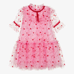 Coeur by Childrensalon-Girls Pink & Red Hearts Tulle Dress | Childrensalon