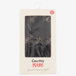 Country Kids-Girls Black & Gold Glitter Bow Tights | Childrensalon