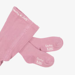 Country Kids-Girls Dusky Pink Cotton Knitted Tights | Childrensalon