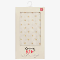 Country Kids-Кремовые колготки с золотистыми звездами для девочек | Childrensalon