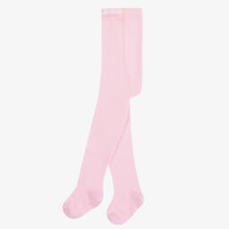 Country Kids-Girls Pale Pink Cotton Knitted Tights | Childrensalon
