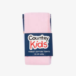 Country Kids-Girls Pale Pink Cotton Knitted Tights | Childrensalon