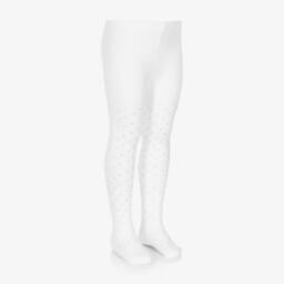 Country Kids-Girls White & Silver Glitter Star Tights | Childrensalon