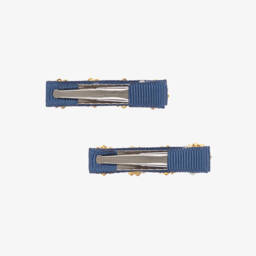 Cute Cute-Girls Blue Diamanté Hair Clips (2 Pack) | Childrensalon