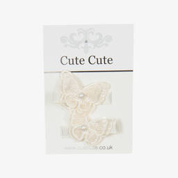 Cute Cute-مشبك للشعر لون عاجي مزين بلؤلؤ صناعي (عدد 2) | Childrensalon