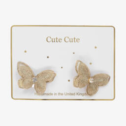 Cute Cute-Gold Butterfly Hair Clips (2 Pack) | Childrensalon