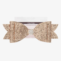 Cute Cute-مشبك فيونكة للشعر ترتر برّاق لون ذهبي (14 سم) | Childrensalon